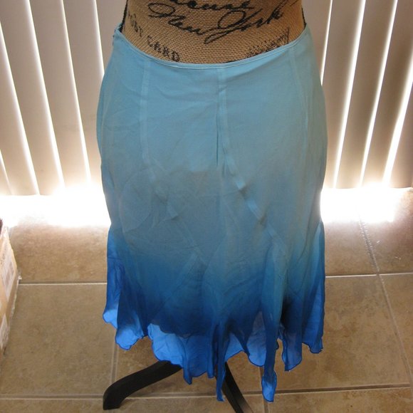 NWT Bebe blue handkerchief hem silk skirt XS extra small - Picture 7 of 9